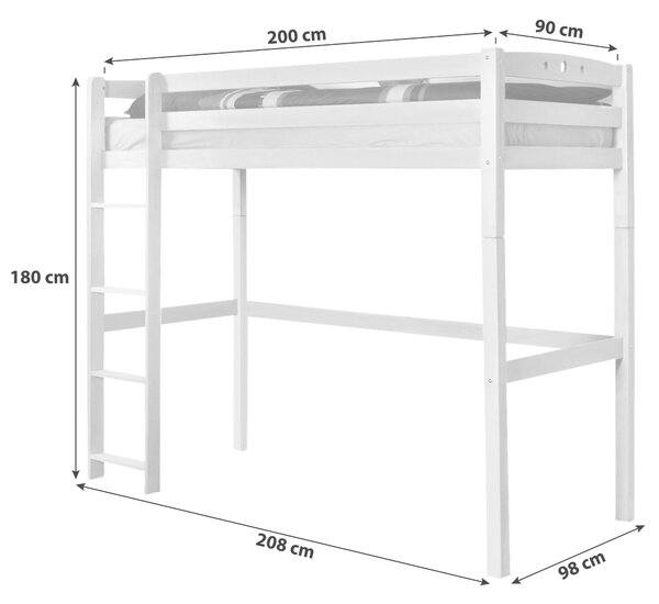 VYVÝŠENÁ POSTEĽ, 90/200 cm biela MID.YOU - Detské izby, Online Only