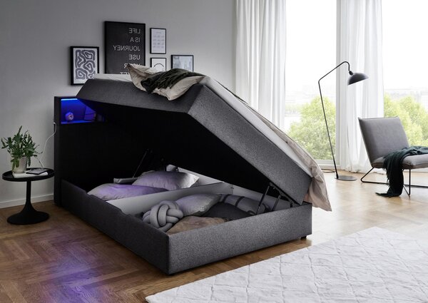 BOXSPRINGOVÁ POSTEĽ, 140/200 cm, antracitová Xora - Online Only spálne, Online Only