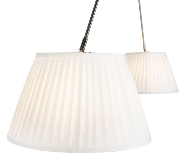 Oceľové závesné svietidlo s krémovými plisovanými tienidlami 35 cm 2-Lights - Blitz