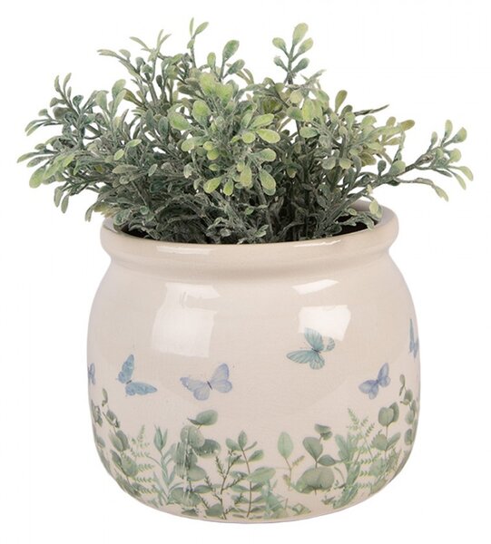 Dekoratívny obal na kvetináč Butterflies Home S - Ø 12*10 cm - Clayre & Eef