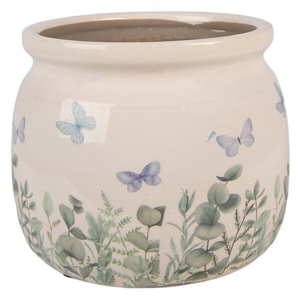 Dekoratívny obal na kvetináč Butterflies Home S - Ø 12*10 cm - Clayre & Eef