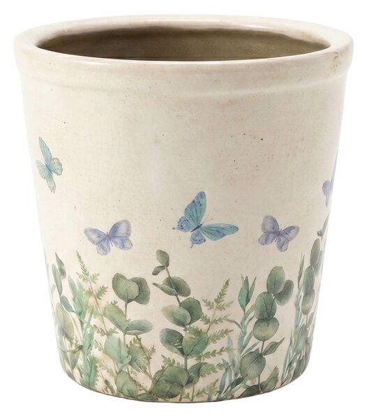 Dekoratívny obal na kvetináč Butterflies Home L - Ø 17*16 cm - Clayre & Eef