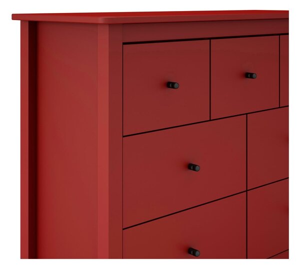 Červená nízka komoda z borovicového dreva 110x80 cm Misti – Marckeric
