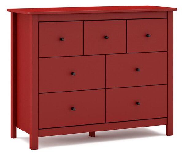 Červená nízka komoda z borovicového dreva 110x80 cm Misti – Marckeric