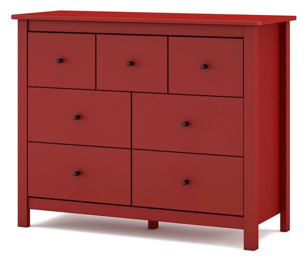 Červená nízka komoda z borovicového dreva 110x80 cm Misti – Marckeric