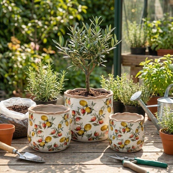 Dekoratívny keramický obal na kvetináč s citrónmi Lemon Grove M - Ø 14*12 cm - Clayre & Eef
