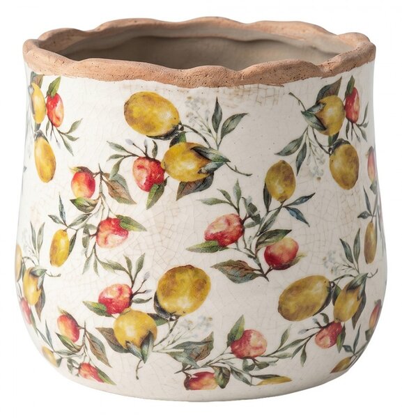 Keramický obal na kvetináč s citrónmi Lemon Grove L - Ø 18*16 cm - Clayre & Eef