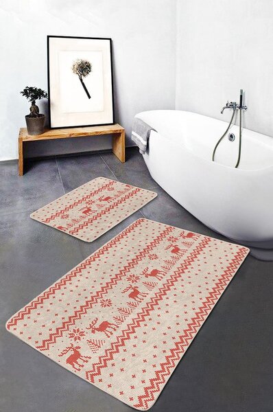 Červené/béžové kúpeľňové predložky v súprave 2 ks 60x100 cm – Mila Home