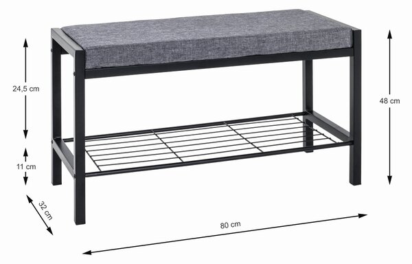 LAVICA NA TOPÁNKY, sivá, čierna, 80/48/32 cm - Online Only drobný nábytok, Online Only