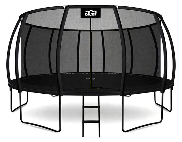 Aga Trampolína 500 cm Čierna + ochranná sieť + schodíky