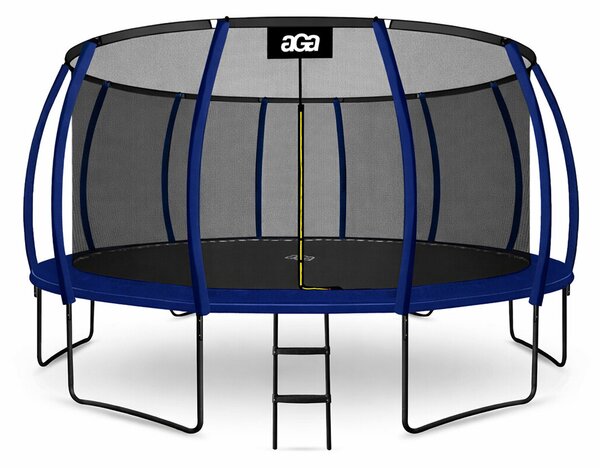 Aga Trampolína 500 cm Tmavomodrá + ochranná sieť + schodíky