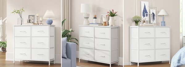 SONGMICS Komoda s látkovými zásuvkami Dopi 76,7 cm biela