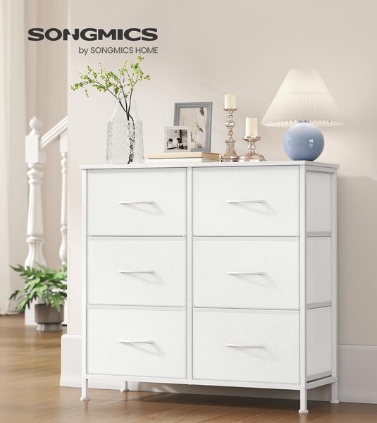 SONGMICS Komoda s látkovými zásuvkami Dopi 76,7 cm biela