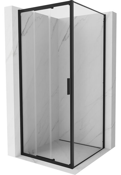 Mexen Exo, posuvná sprchová kabína, dvere 80 cm + bočná stena 80 cm, transparentné sklo, čierna, 8153-080-080-70-00