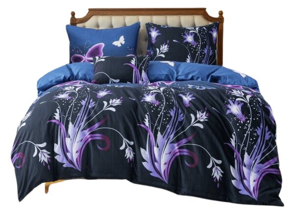 Obliečky z mikrovlákna VIOLET BUTTERFLY tmavo modré Rozmer obliečky: 70 x 90 cm | 140 x 200 cm
