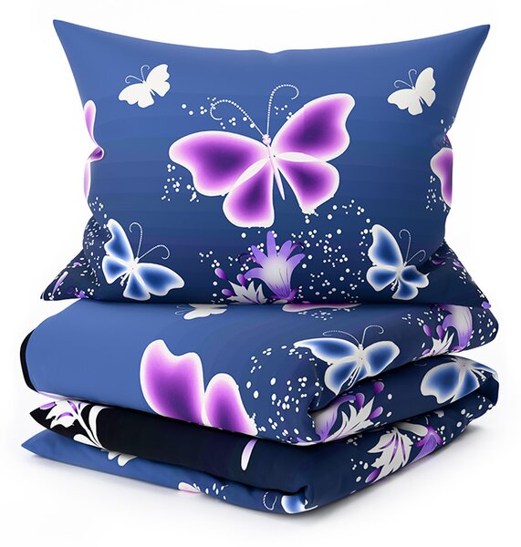 Obliečky z mikrovlákna VIOLET BUTTERFLY tmavo modré Rozmer obliečky: 70 x 90 cm | 140 x 200 cm
