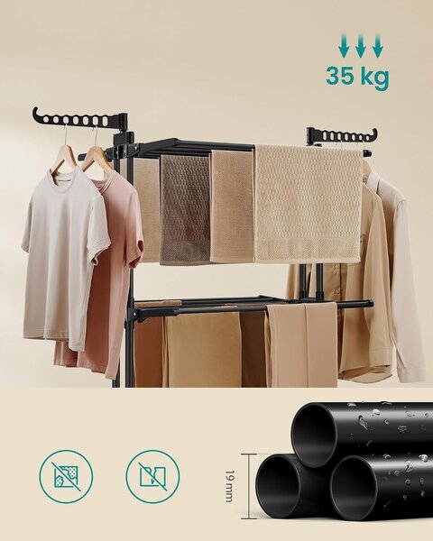SONGMICS Sušiak na bielizeň Nehy 173 cm čierny