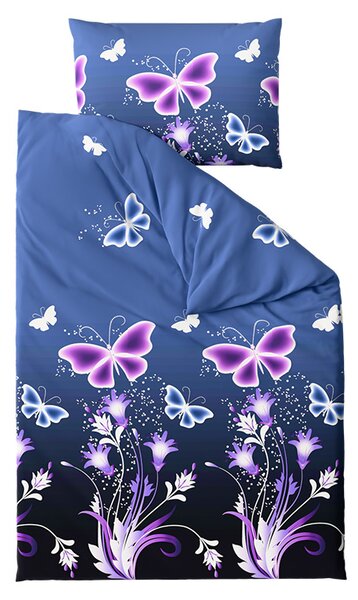 Obliečky z mikrovlákna VIOLET BUTTERFLY tmavo modré Rozmer obliečky: 70 x 90 cm | 140 x 200 cm