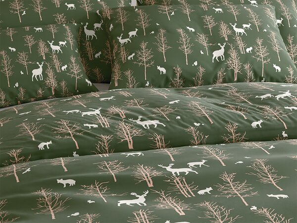 Obliečky z mikrovlákna OAK DEER tmavo zelené Rozmer obliečky: 70 x 90 cm | 140 x 220 cm