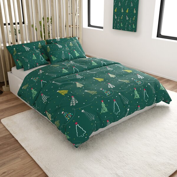 Obliečky z mikrovlákna CHRISTMAS DRIFT zelené Rozmer obliečky: 2 ks 70 x 90 cm | 200 x 220 cm