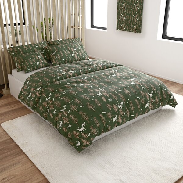 Obliečky z mikrovlákna OAK DEER tmavo zelené Rozmer obliečky: 70 x 90 cm | 140 x 220 cm
