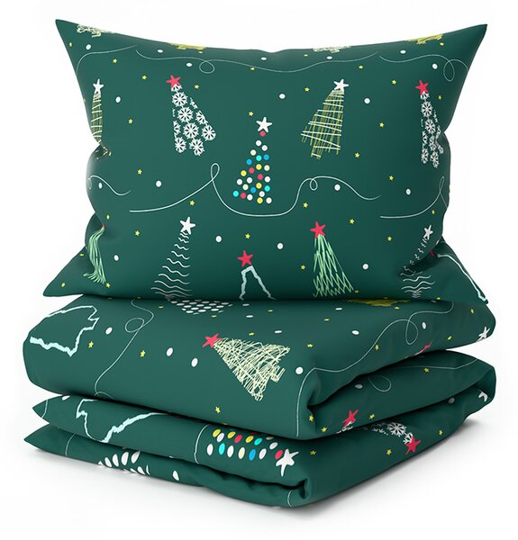 Obliečky z mikrovlákna CHRISTMAS DRIFT zelené Rozmer obliečky: 2 ks 70 x 90 cm | 200 x 220 cm