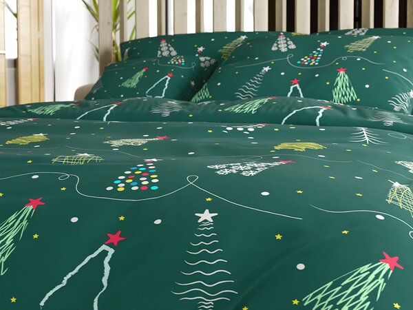 Obliečky z mikrovlákna CHRISTMAS DRIFT zelené Rozmer obliečky: 2 ks 70 x 90 cm | 200 x 220 cm