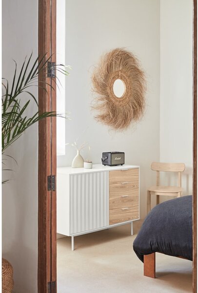 Nízka komoda v dekore duba v bielo-prírodnej farbe 108x80 cm Sierra – Teulat