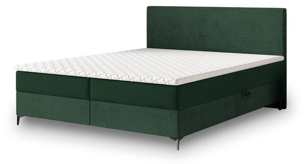 Čalúnená boxspring manželská posteľ Torrel 180x200 - tmavozelená