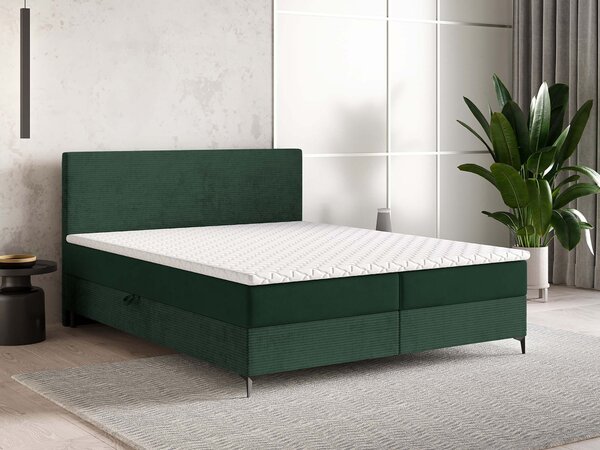 Čalúnená boxspring manželská posteľ Torrel 180x200 - tmavozelená