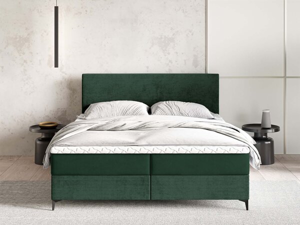 Čalúnená boxspring manželská posteľ Torrel 180x200 - tmavozelená