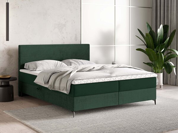 Čalúnená boxspring manželská posteľ Torrel 180x200 - tmavozelená