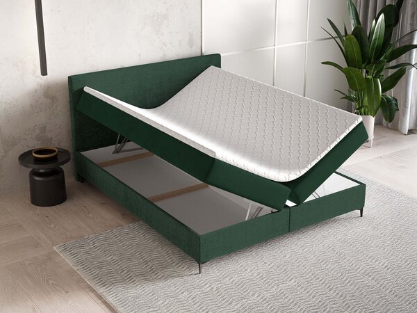 Čalúnená boxspring manželská posteľ Torrel 180x200 - tmavozelená