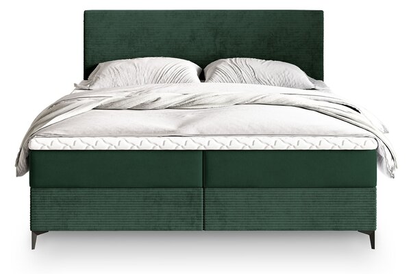 Čalúnená boxspring manželská posteľ Torrel 180x200 - tmavozelená