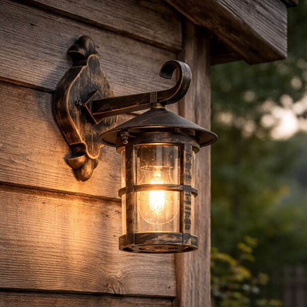 Klasická vonkajšia nástenná lampa starožitné zlato IP44 - Herb