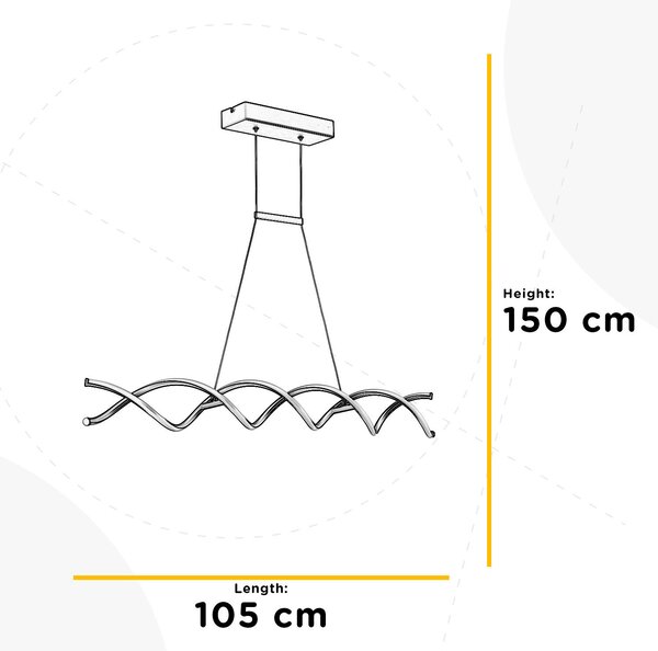 ZÁVESNÉ LED SVIETIDLO, 105/15/150 cm - Online Only bytové doplnky, Online Only