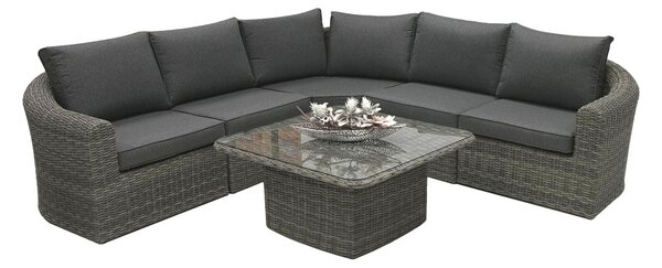 DEOKORK Ratanová modulová zostava BORNEO LUXURY pre 5 osôb (sivá)
