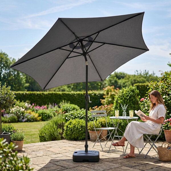 Ak furniture Záhradný slnečník ORIENT 270 cm tmavosivý