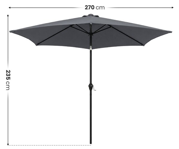 Ak furniture Záhradný slnečník ORIENT 270 cm tmavosivý