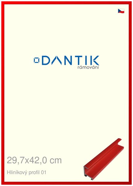 DANTIK rám na obraz 29,7x42 | ALU Červená Ferrari lesklá (Plexi Čiré)