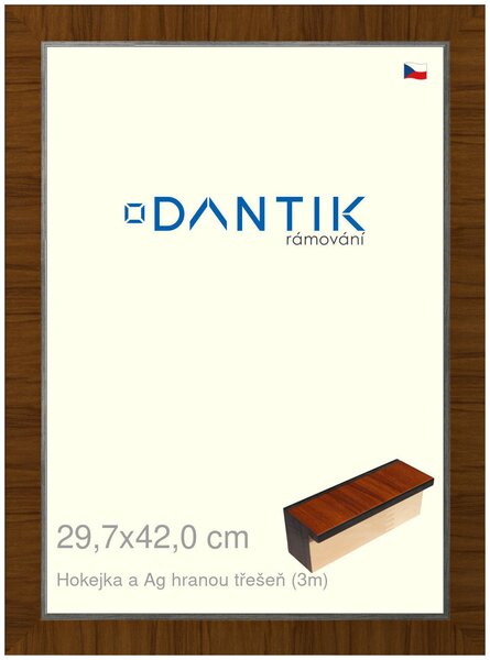 DANTIK rám na obraz 29,7x42 | Hokejka a Ag hranou třešeň (Plexi Čiré)