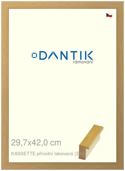 DANTIK rám na obraz 29,7x42 | KASSETTE přírodní lakovaná (Plexi Čiré)