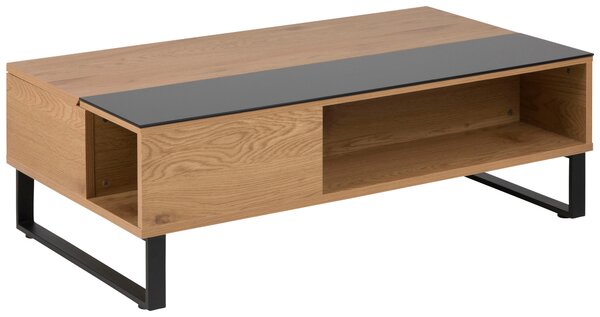 KONFERENČNÝ STOLÍK, čierna, farba duba, kov, sklo, kompozitné drevo, 110/60/35 cm Livetastic - Stolíky do obývačky, Online Only
