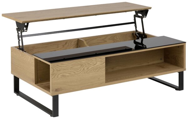 KONFERENČNÝ STOLÍK, čierna, farba duba, kov, sklo, kompozitné drevo, 110/60/35 cm Livetastic - Stolíky do obývačky, Online Only