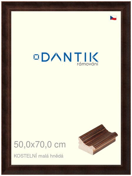 DANTIK rám na obraz 50x70 | KOSTELNÍ malá hnědá (Plexi Čiré)