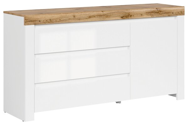 KOMODA, biela, dub wotan, 156/83,5/42 cm Carryhome - Komody