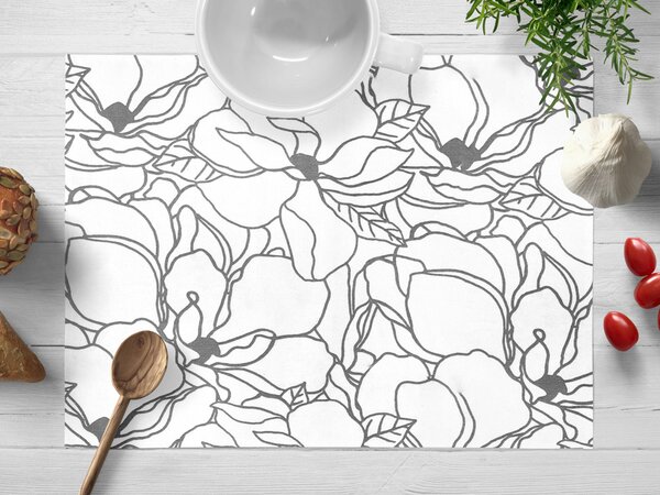 Biante Bavlnené prestieranie na stôl Sandra SA-271 Sivé designové kvety na bielom 30x40 cm