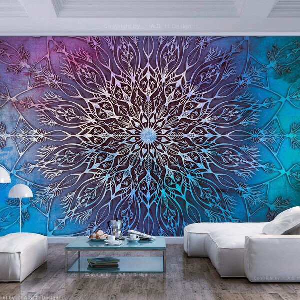 Samolepiaca tapeta modrá Mandala - Center
