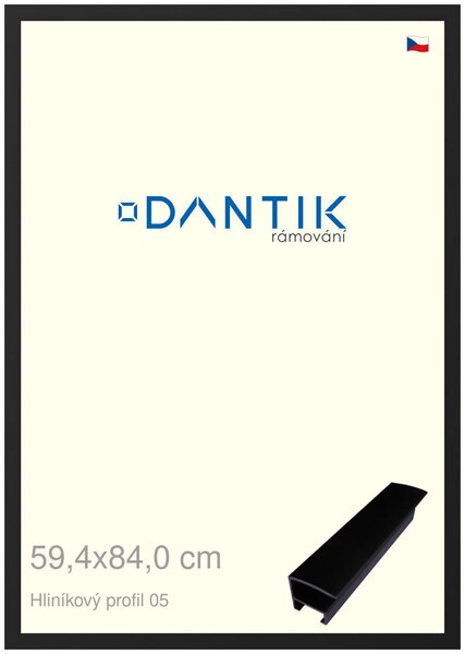 DANTIK rám na obraz 59,4x84 | ALU Černá matná (Plexi Čiré)