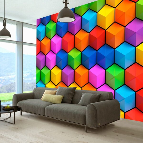 Samolepiaca tapeta dúhová geometria - Rainbow Geometry